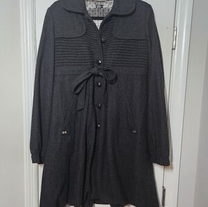 Marc Ecko Charcoal Wool Blend Button-Up Pea Coat Size L